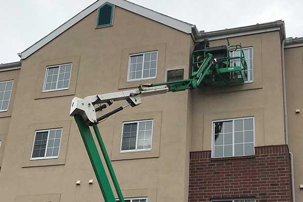 Commercial window being replaced